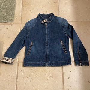 Boys Burberry Nova Checked Trimmed Denim Jacket